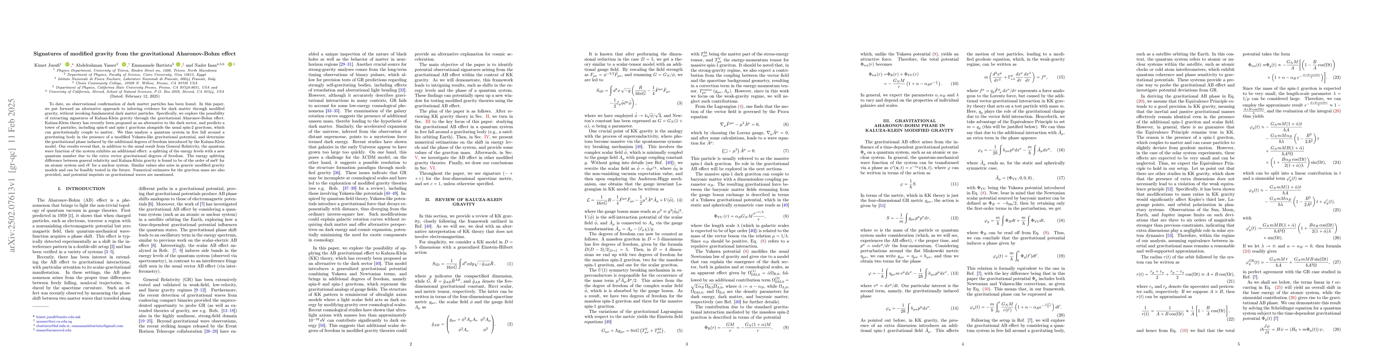 Thumbnail for Signatures of modified gravity from the gravitational Aharonov-Bohm
  effect