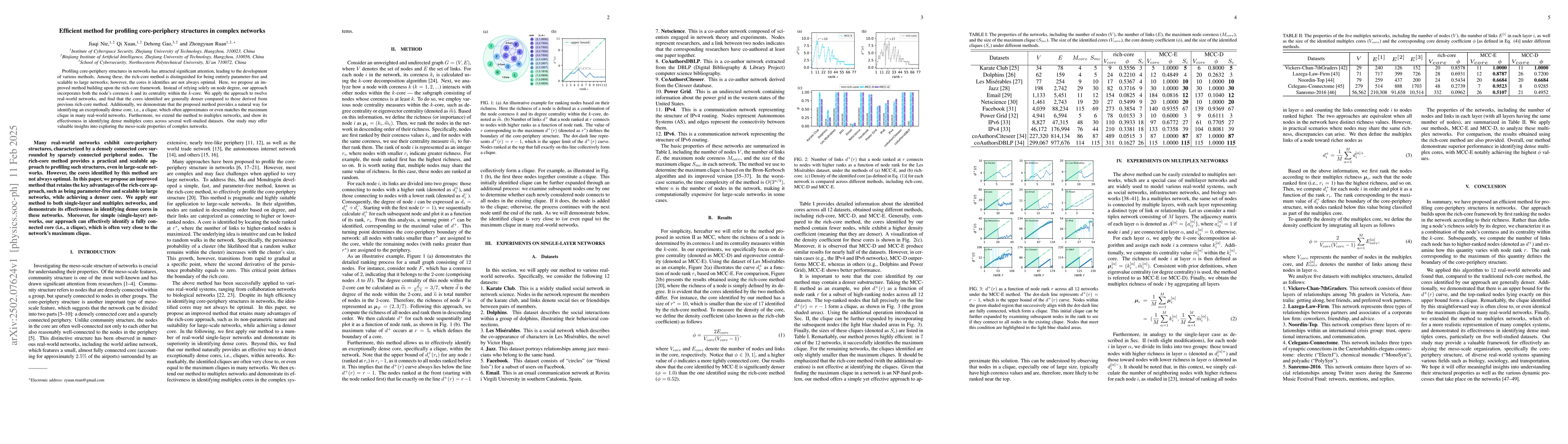 Thumbnail for Efficient method for profiling core-periphery structures in complex
  networks