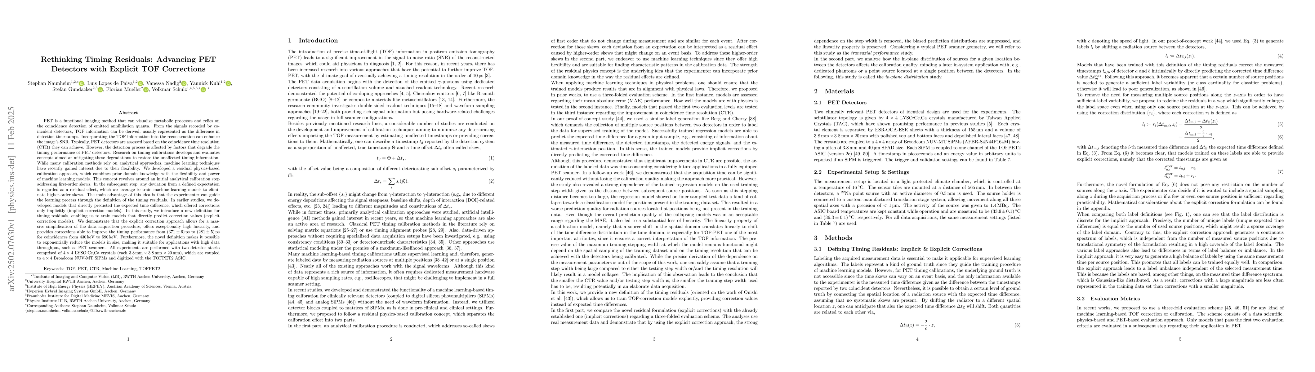 Thumbnail for Rethinking Timing Residuals: Advancing PET Detectors with Explicit TOF
  Corrections