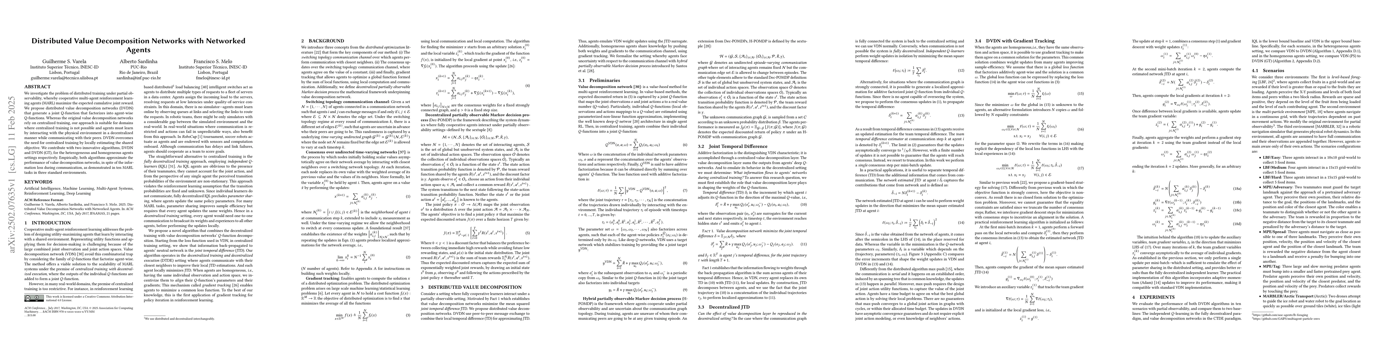 Thumbnail for Distributed Value Decomposition Networks with Networked Agents