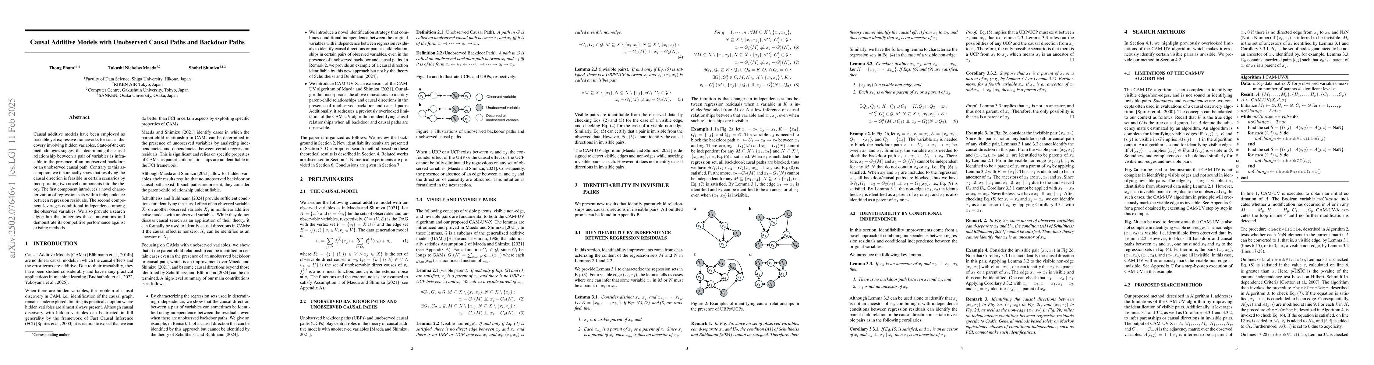 Thumbnail for Causal Additive Models with Unobserved Causal Paths and Backdoor Paths