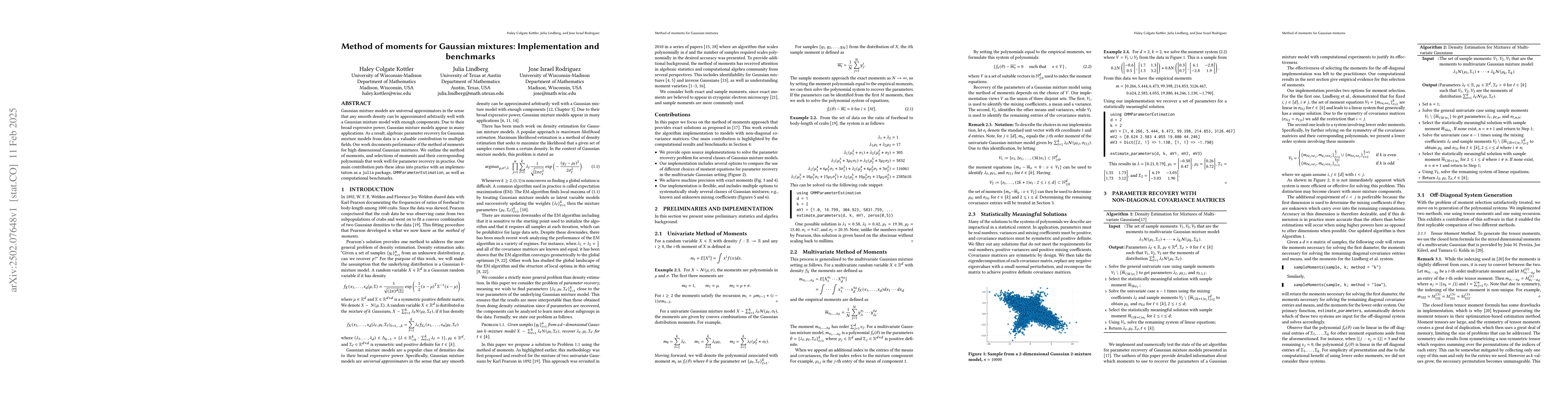 Thumbnail for Method of moments for Gaussian mixtures: Implementation and benchmarks