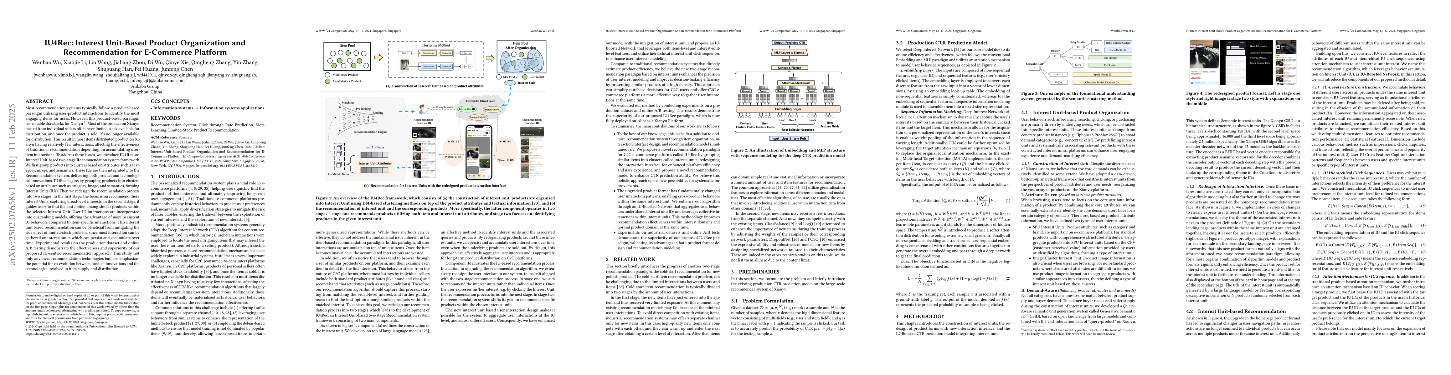 Thumbnail for IU4Rec: Interest Unit-Based Product Organization and Recommendation for
  E-Commerce Platform