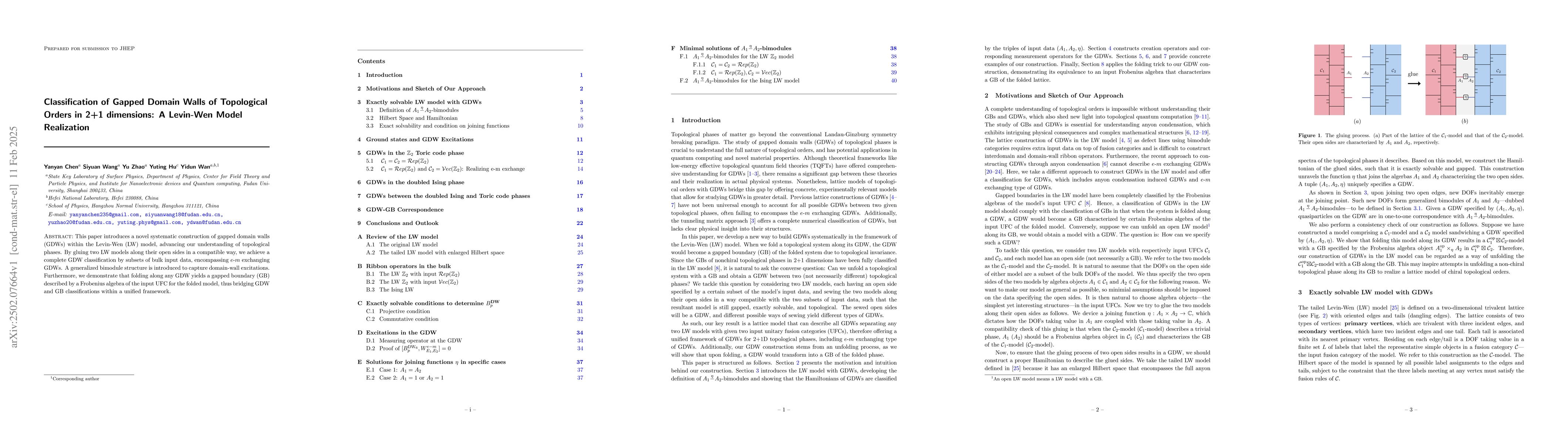 Thumbnail for Classification of Gapped Domain Walls of Topological Orders in 2+1
  dimensions: A Levin-Wen Model Realization