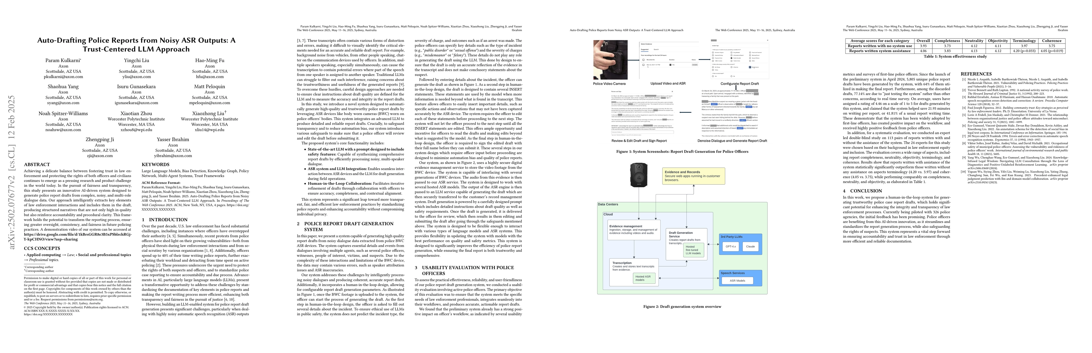 Thumbnail for Auto-Drafting Police Reports from Noisy ASR Outputs: A Trust-Centered
  LLM Approach
