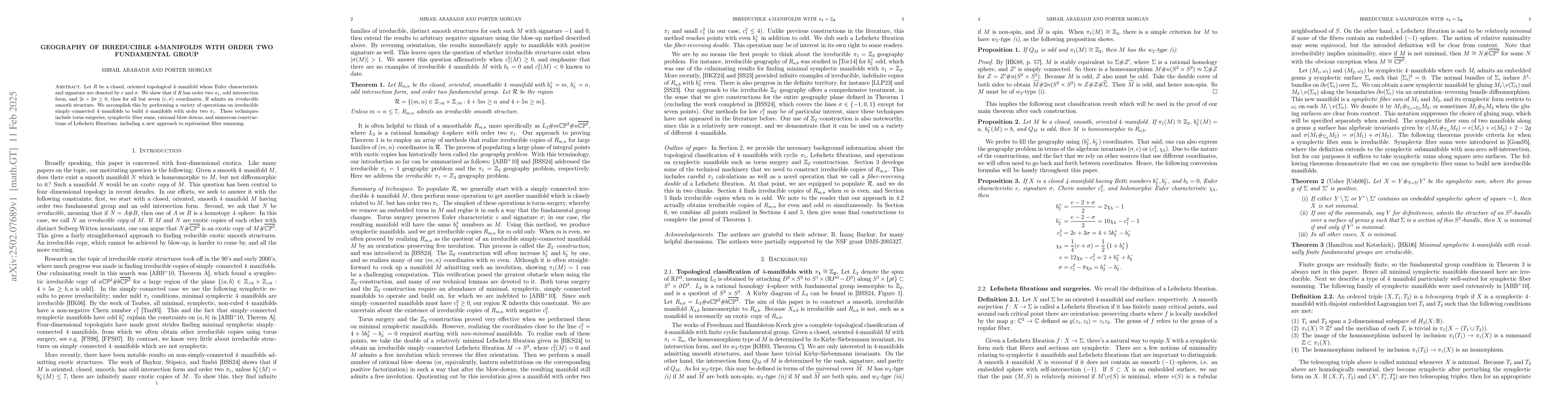 Thumbnail for Geography of irreducible 4-manifolds with order two fundamental group