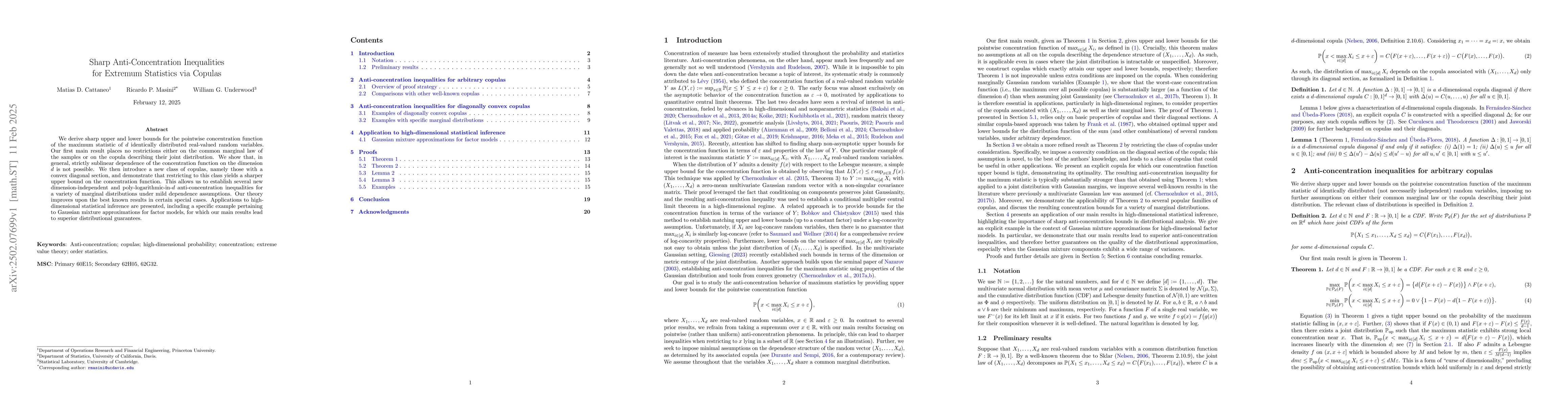 Thumbnail for Sharp Anti-Concentration Inequalities for Extremum Statistics via
  Copulas