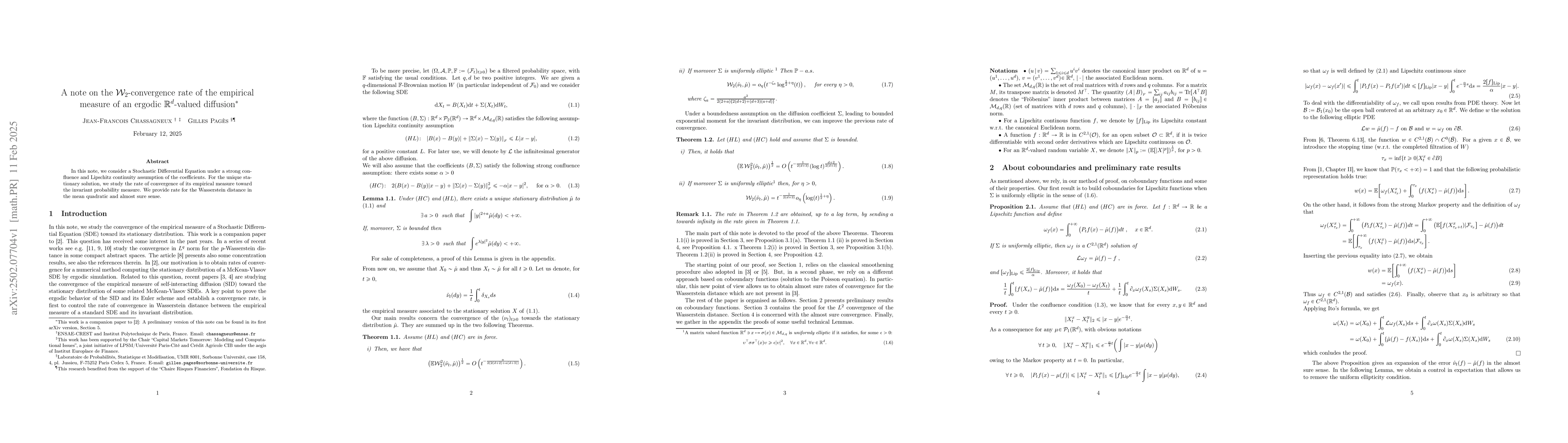 Thumbnail for A note on the $\mathcal{W}_2$-convergence rate of the empirical measure
  of an ergodic $\mathbb{R}^d$-valued diffusion