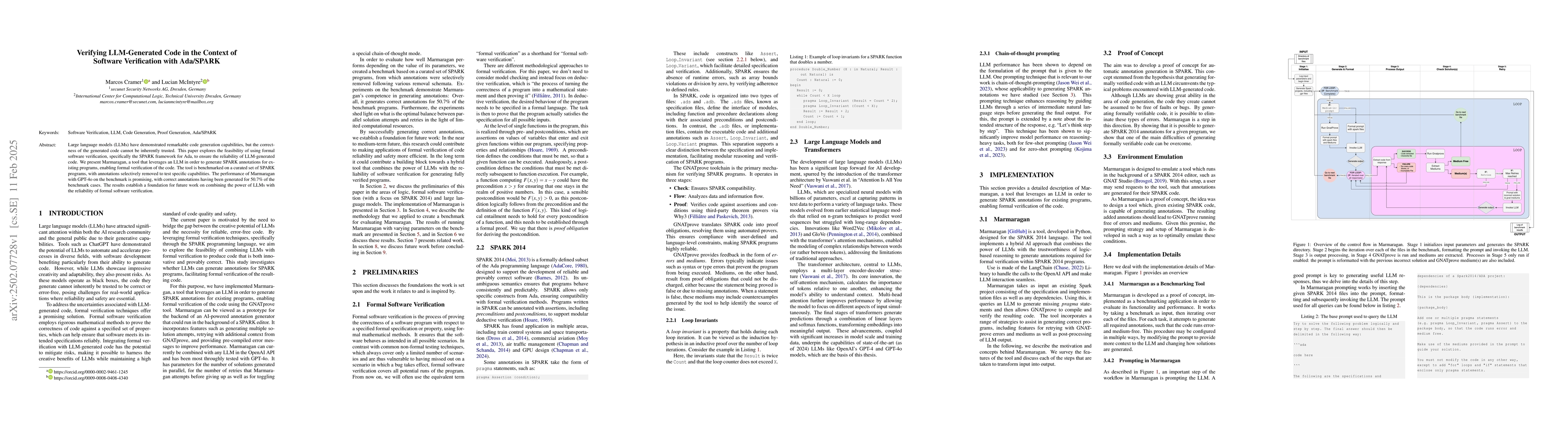 Thumbnail for Verifying LLM-Generated Code in the Context of Software Verification
  with Ada/SPARK