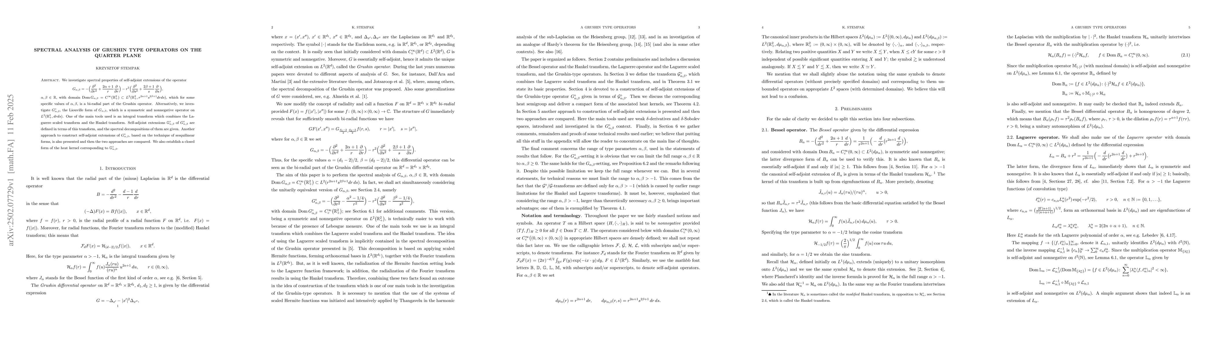 Thumbnail for Spectral analysis of Grushin type operators on the quarter plane