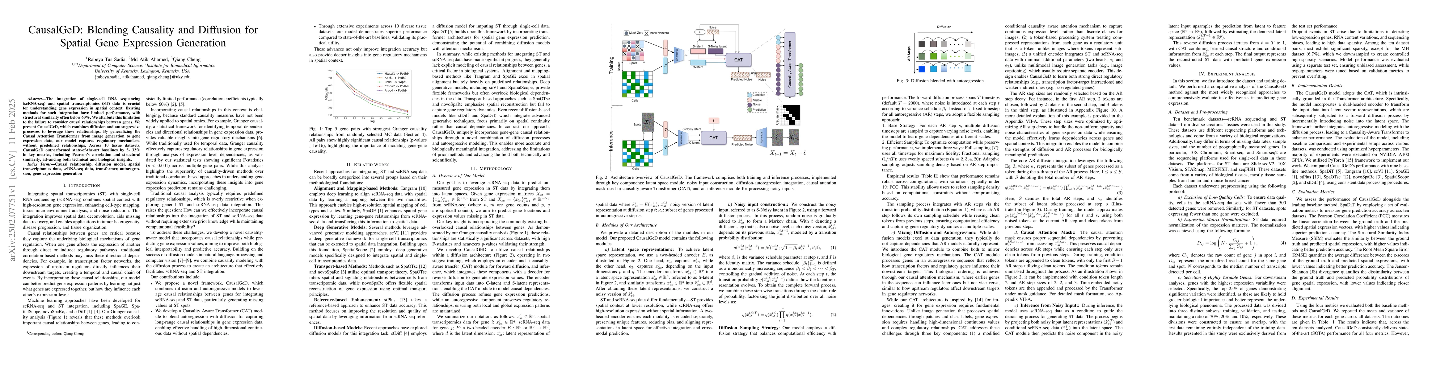 Thumbnail for CausalGeD: Blending Causality and Diffusion for Spatial Gene Expression
  Generation
