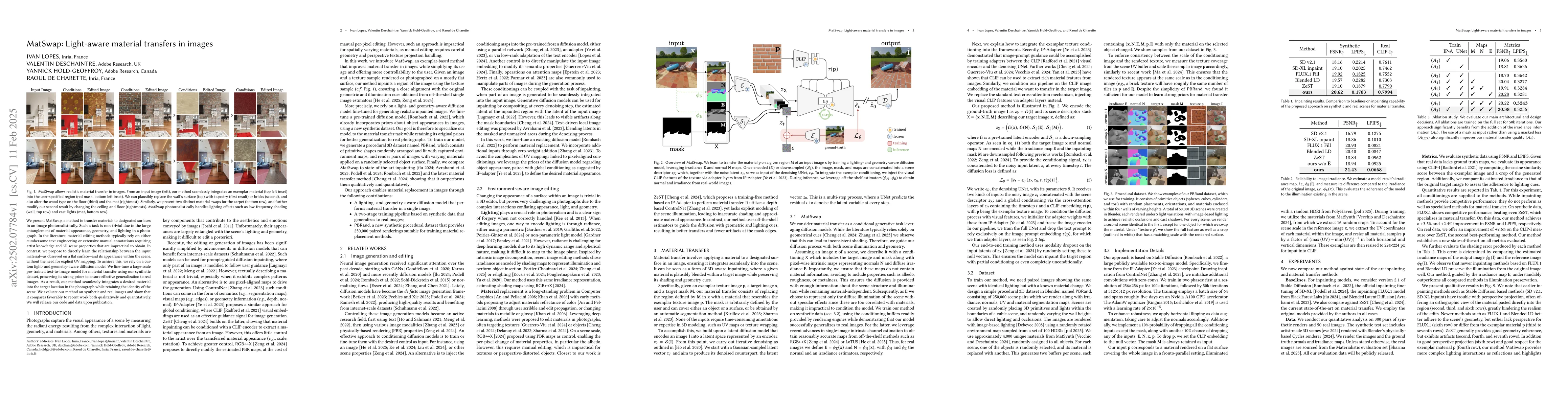 Thumbnail for MatSwap: Light-aware material transfers in images