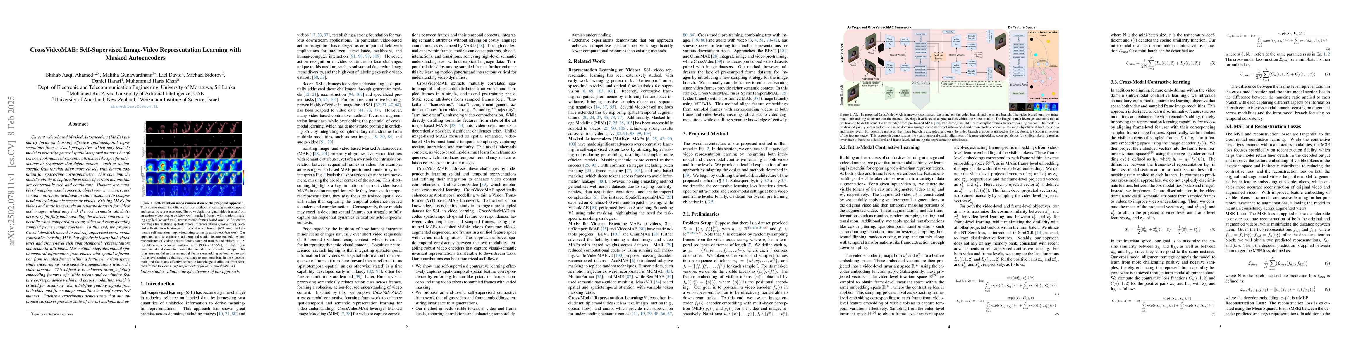 Thumbnail for CrossVideoMAE: Self-Supervised Image-Video Representation Learning with
  Masked Autoencoders