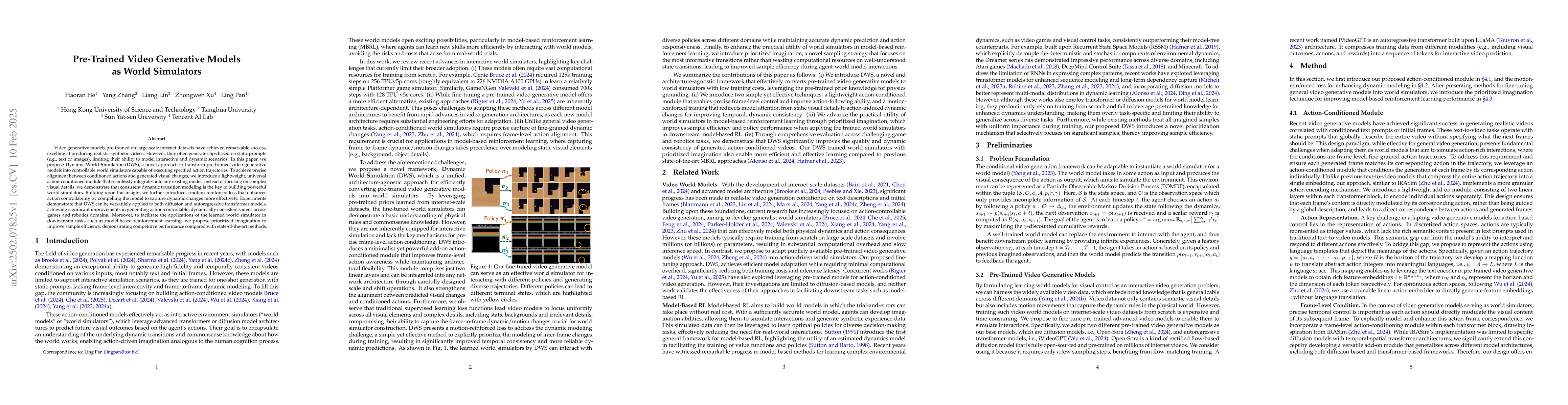 Thumbnail for Pre-Trained Video Generative Models as World Simulators