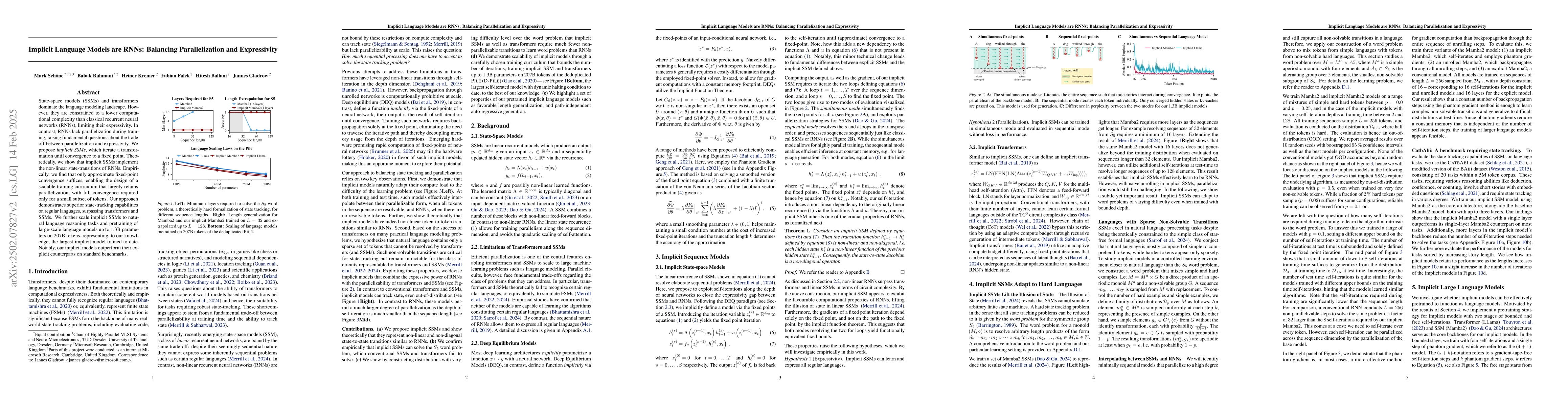 Thumbnail for Implicit Language Models are RNNs: Balancing Parallelization and
  Expressivity