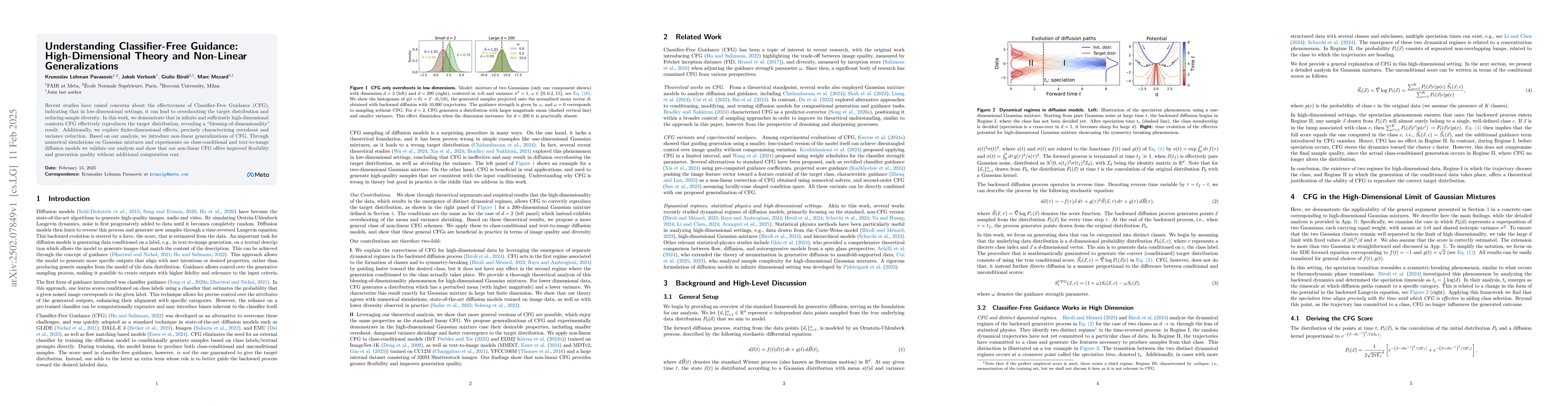 Thumbnail for Understanding Classifier-Free Guidance: High-Dimensional Theory and
  Non-Linear Generalizations