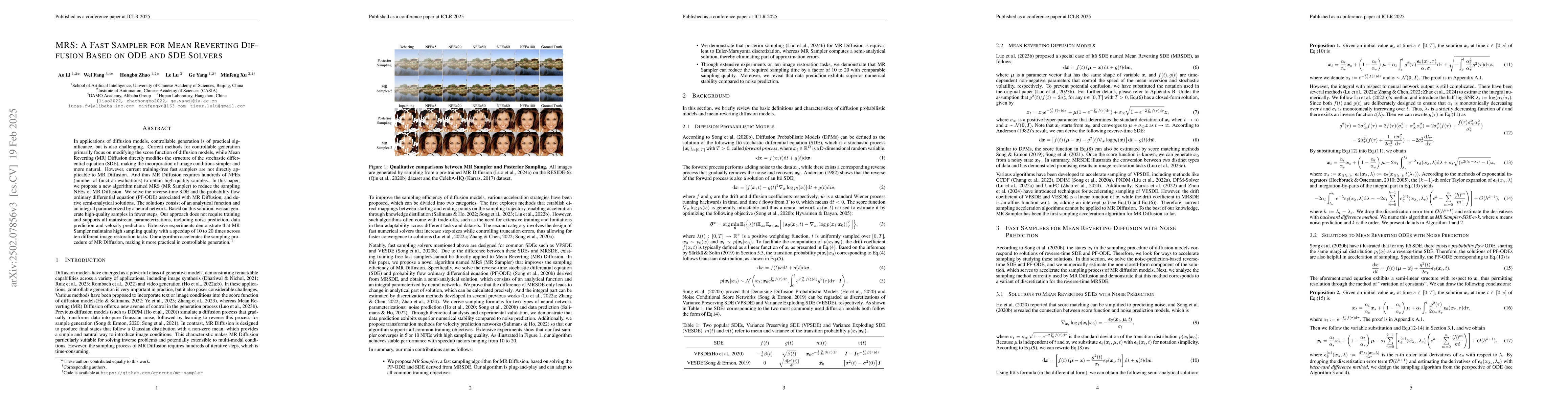 Thumbnail for MRS: A Fast Sampler for Mean Reverting Diffusion based on ODE and SDE
  Solvers