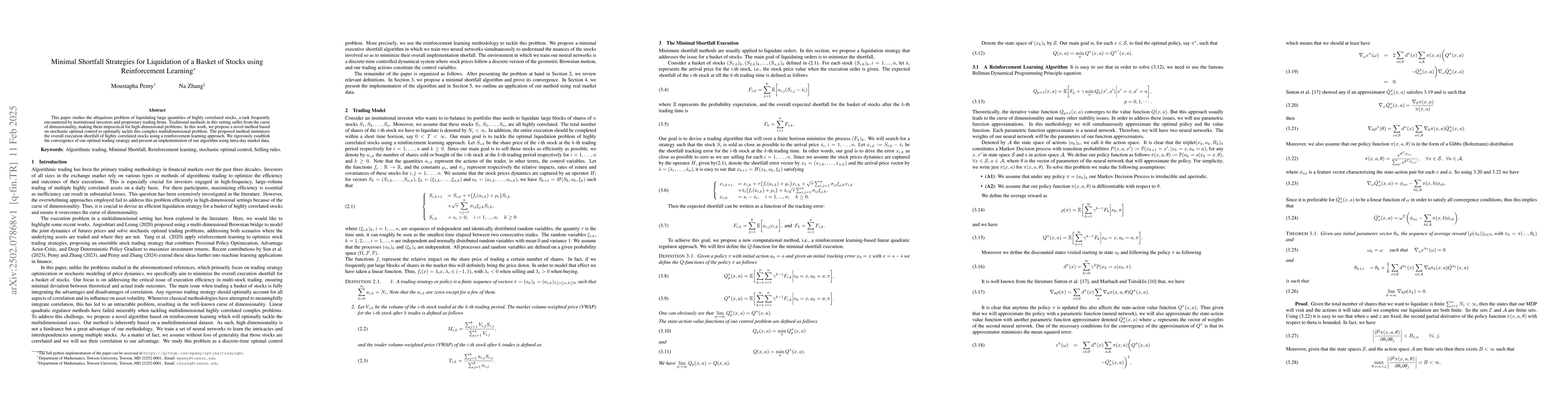 Thumbnail for Minimal Shortfall Strategies for Liquidation of a Basket of Stocks using
  Reinforcement Learning