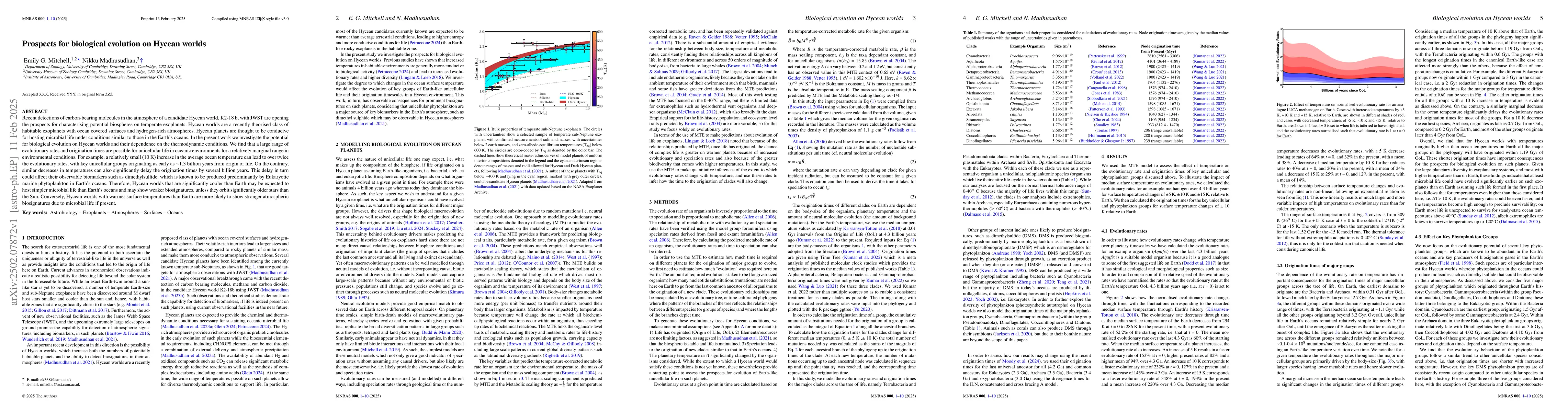 Thumbnail for Prospects for biological evolution on Hycean worlds
