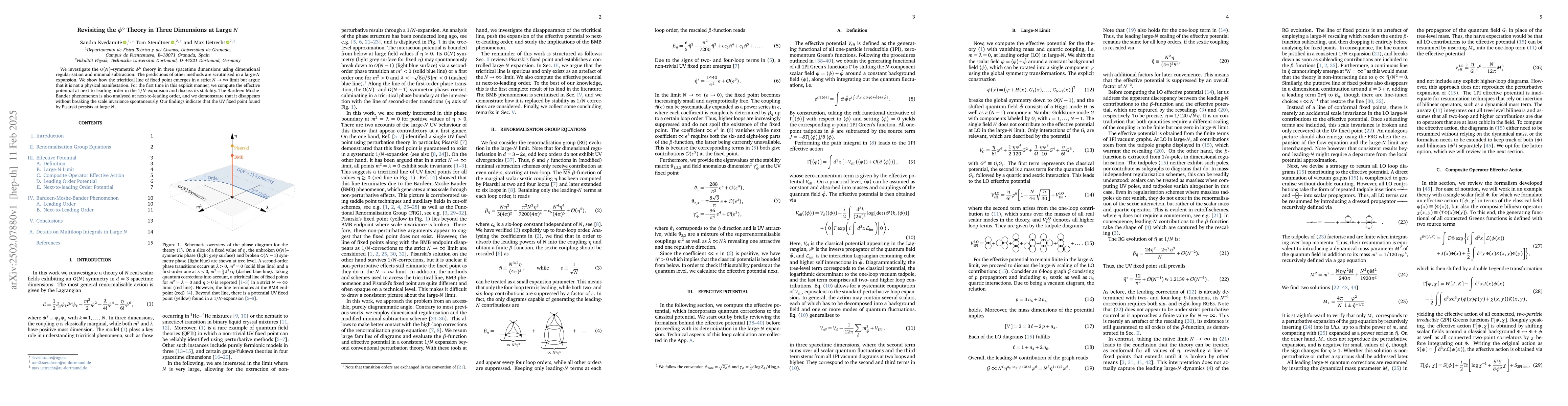 Thumbnail for Revisiting the $φ^6$ Theory in Three Dimensions at Large $N$