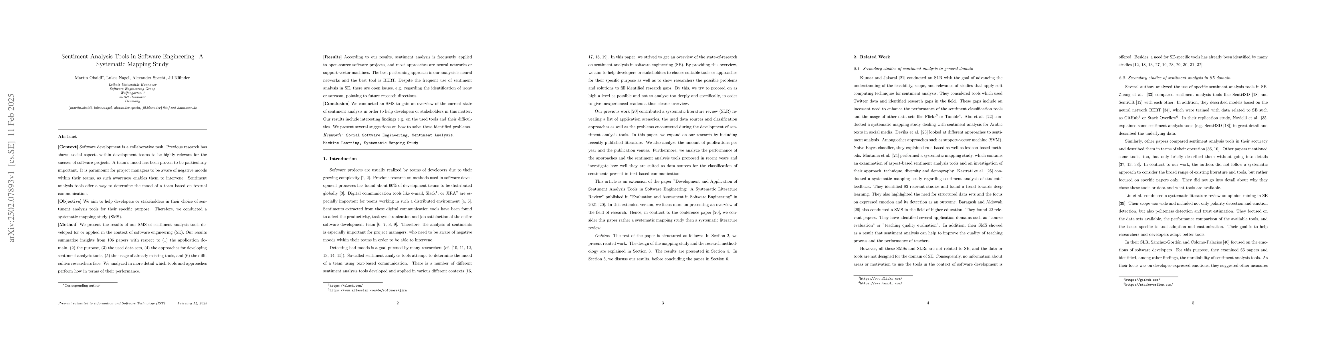 Thumbnail for Sentiment Analysis Tools in Software Engineering: A Systematic Mapping
  Study
