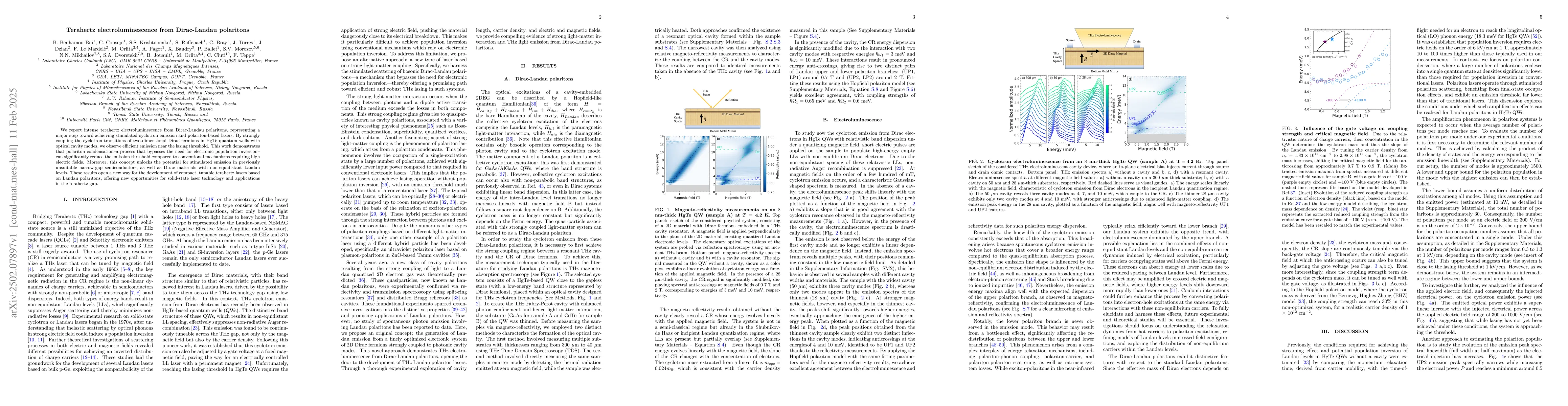 Thumbnail for Terahertz electroluminescence from Dirac-Landau polaritons