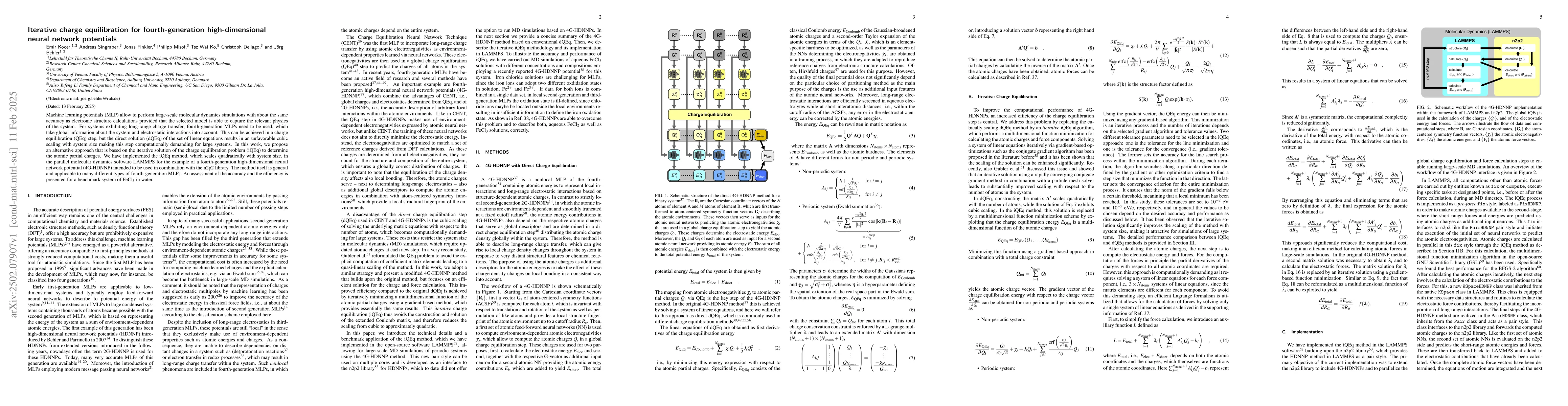 Thumbnail for Iterative charge equilibration for fourth-generation high-dimensional
  neural network potentials