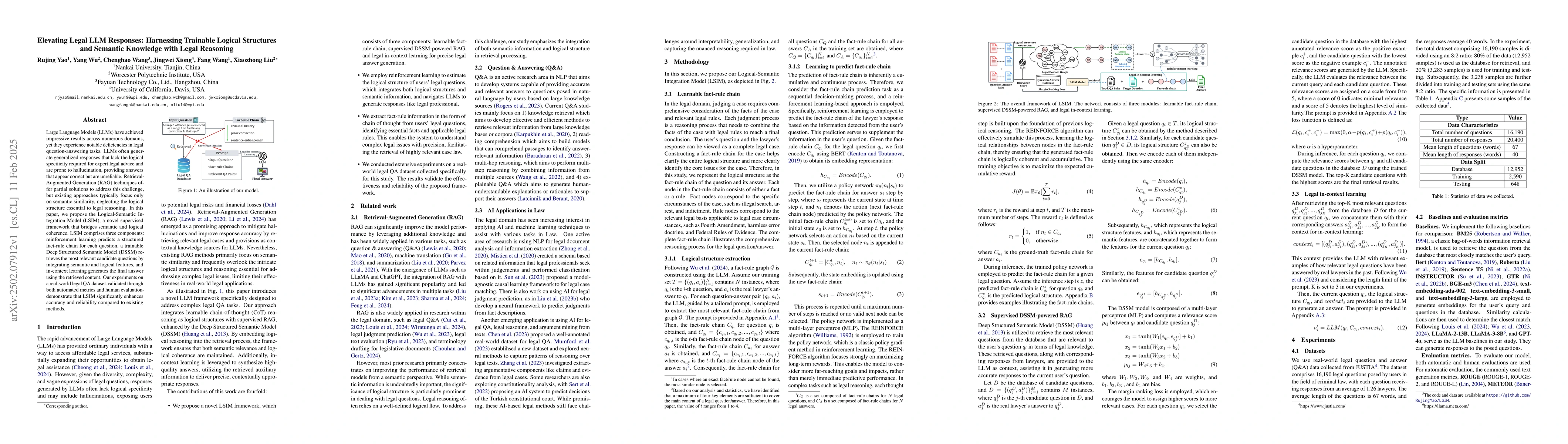 Thumbnail for Elevating Legal LLM Responses: Harnessing Trainable Logical Structures
  and Semantic Knowledge with Legal Reasoning
