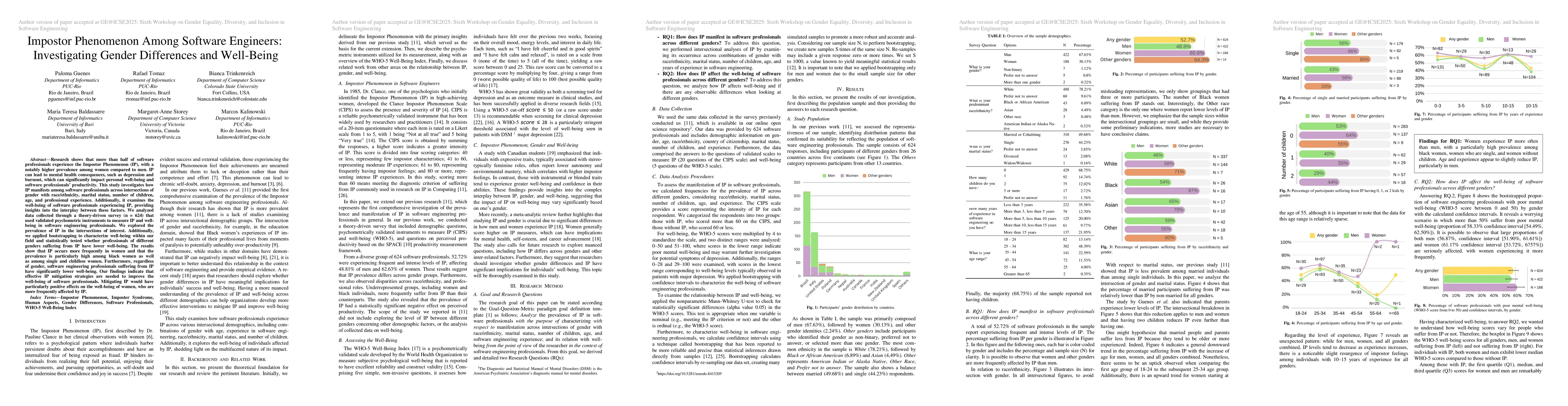 Thumbnail for Impostor Phenomenon Among Software Engineers: Investigating Gender
  Differences and Well-Being