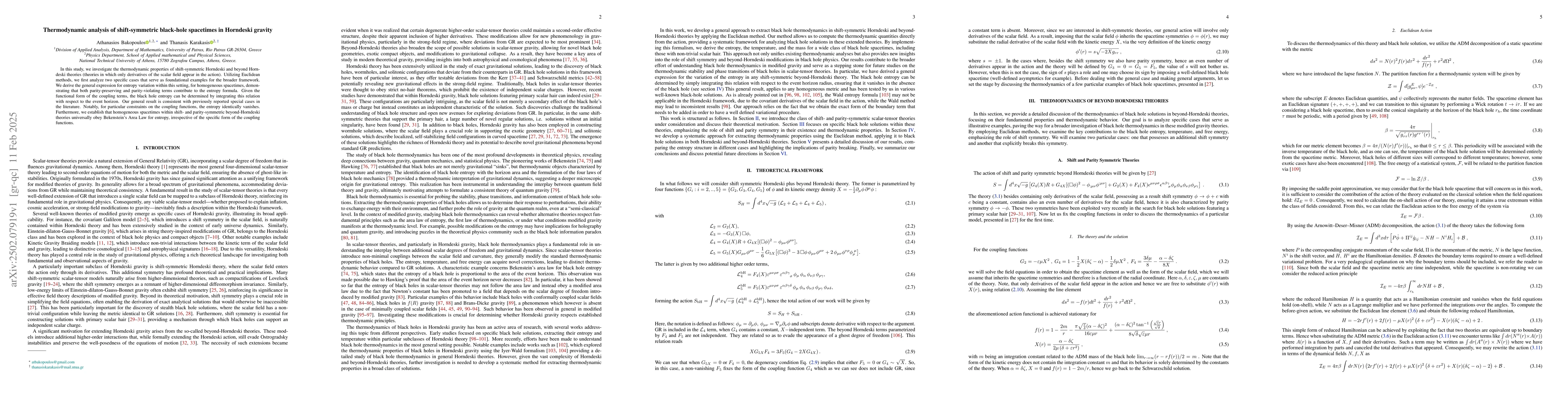 Thumbnail for Thermodynamic analysis of shift-symmetric black-hole spacetimes in
  Horndeski gravity