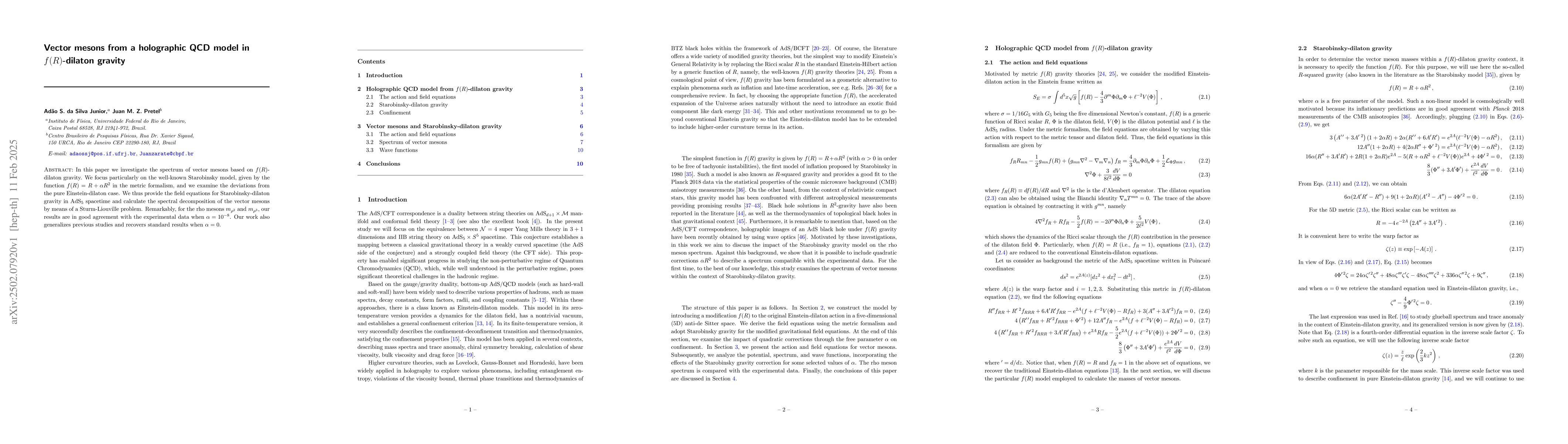 Thumbnail for Vector mesons from a holographic QCD model in $f(R)$-dilaton gravity