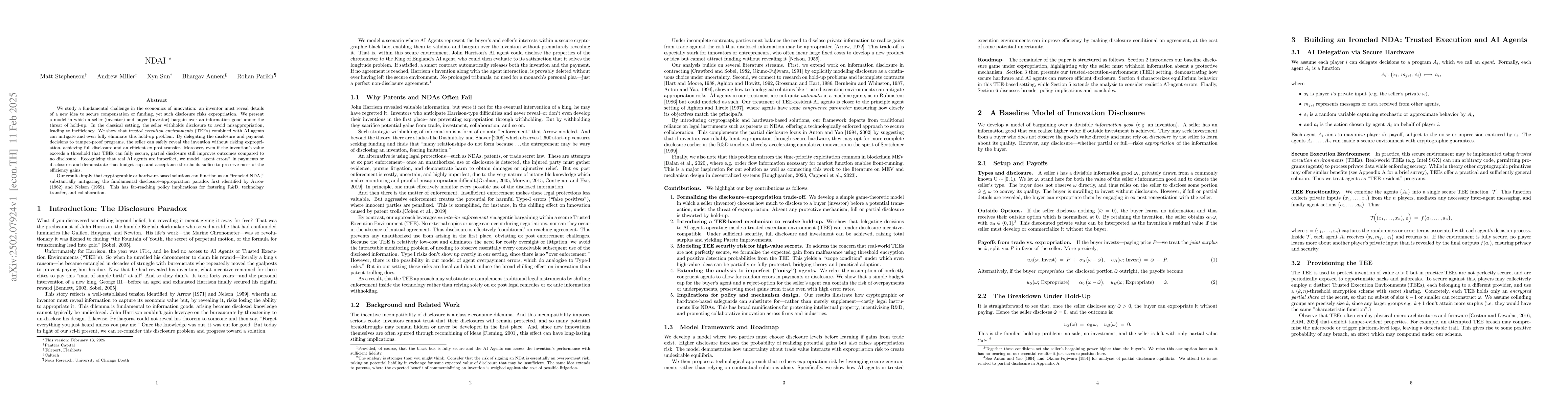 Thumbnail for NDAI Agreements