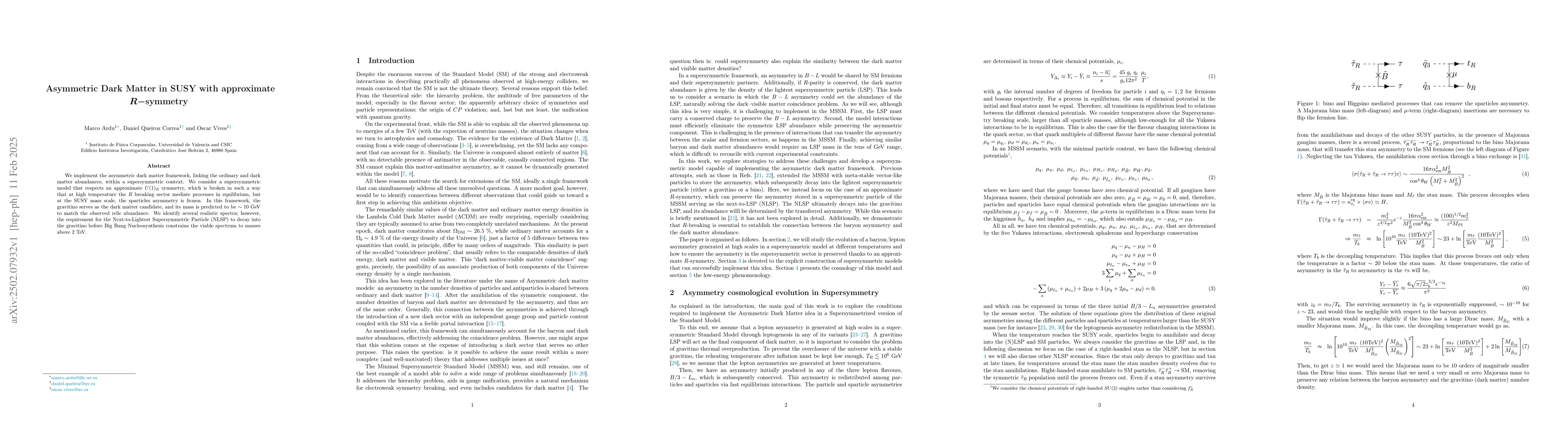 Thumbnail for Asymmetric Dark Matter in SUSY with approximate $R-$symmetry