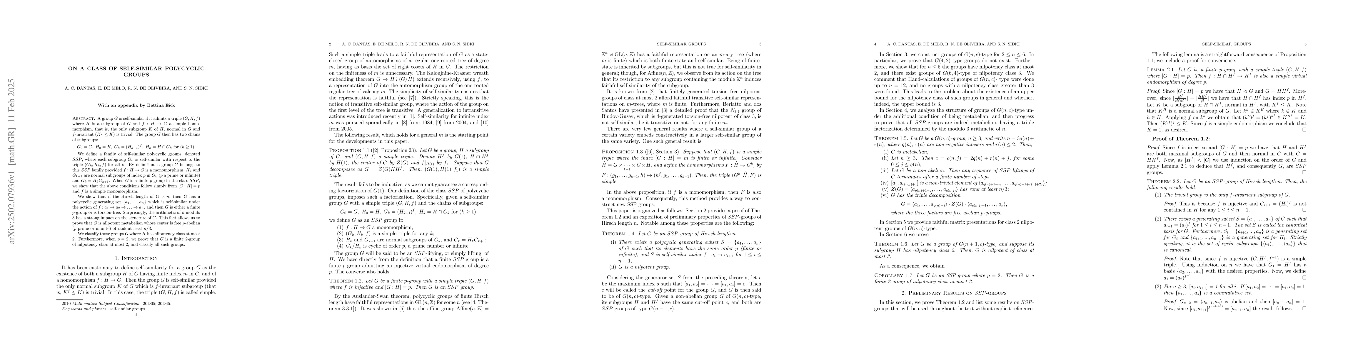Thumbnail for On a Class of Self-Similar Polycyclic Groups
