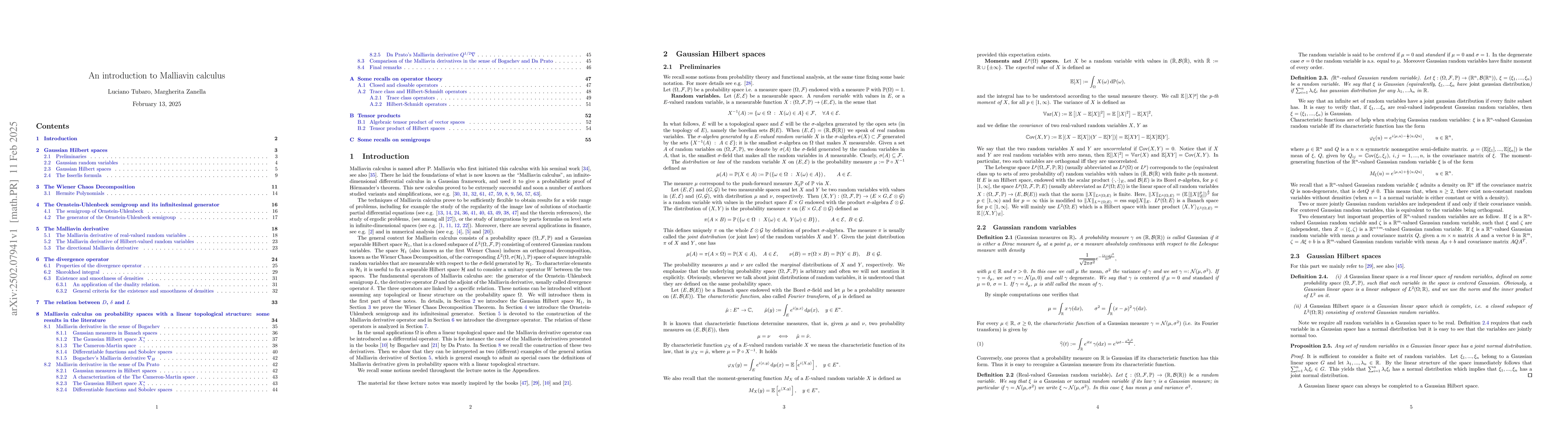 Thumbnail for An introduction to Malliavin calculus