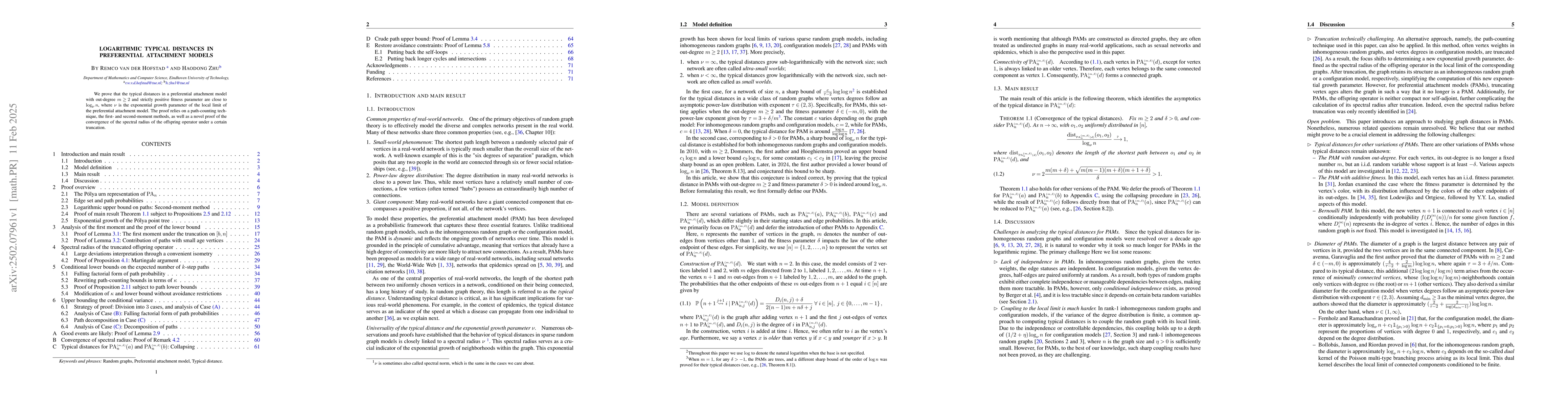Thumbnail for Logarithmic typical distances in preferential attachment models