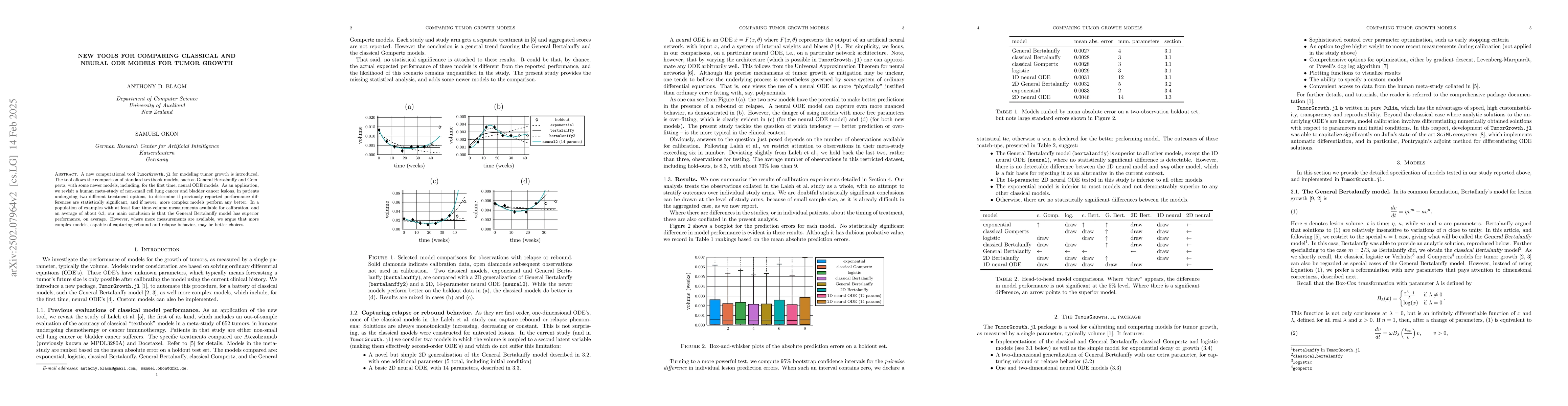 Thumbnail for New tools for comparing classical and neural ODE models for tumor growth