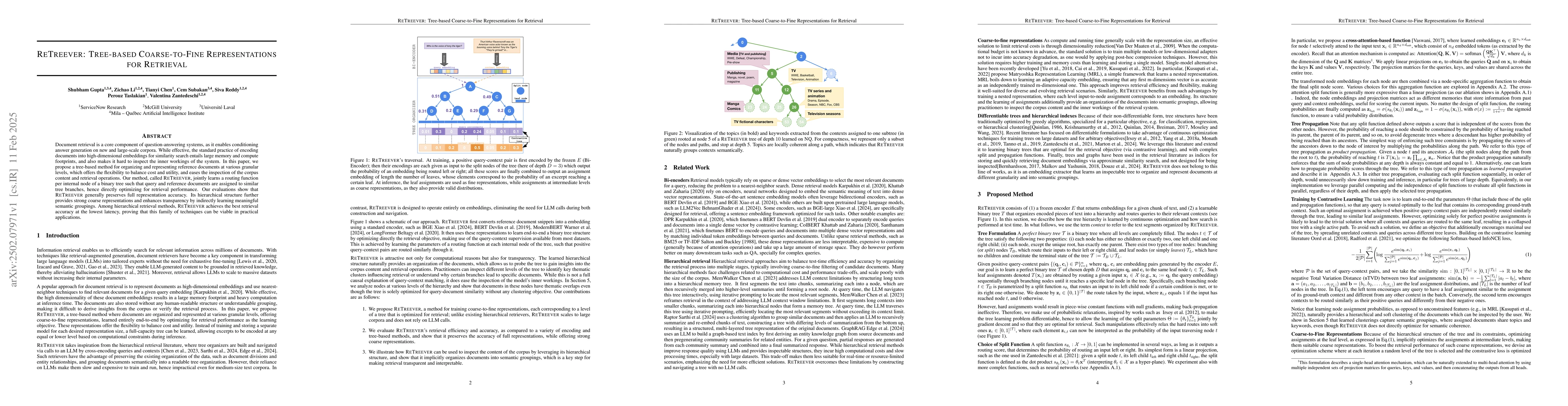 Thumbnail for ReTreever: Tree-based Coarse-to-Fine Representations for Retrieval