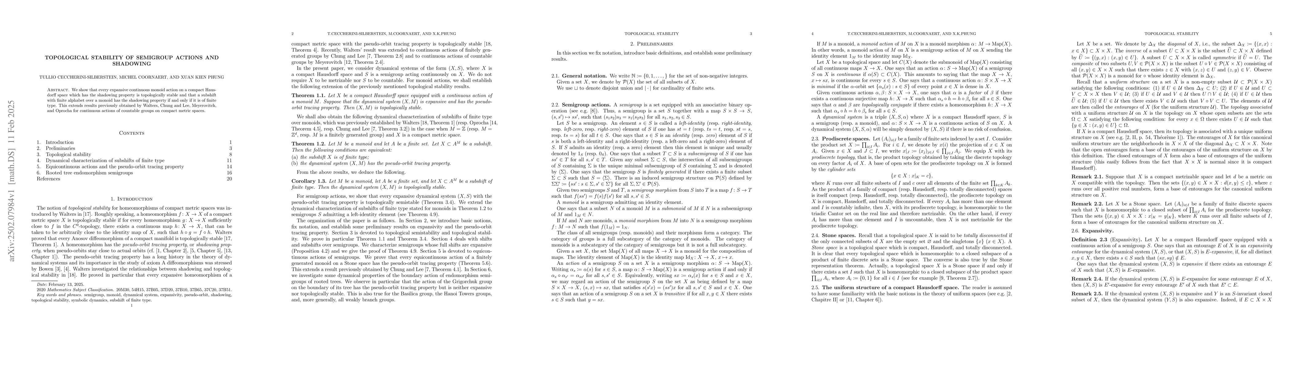 Thumbnail for Topological stability of semigroup actions and shadowing