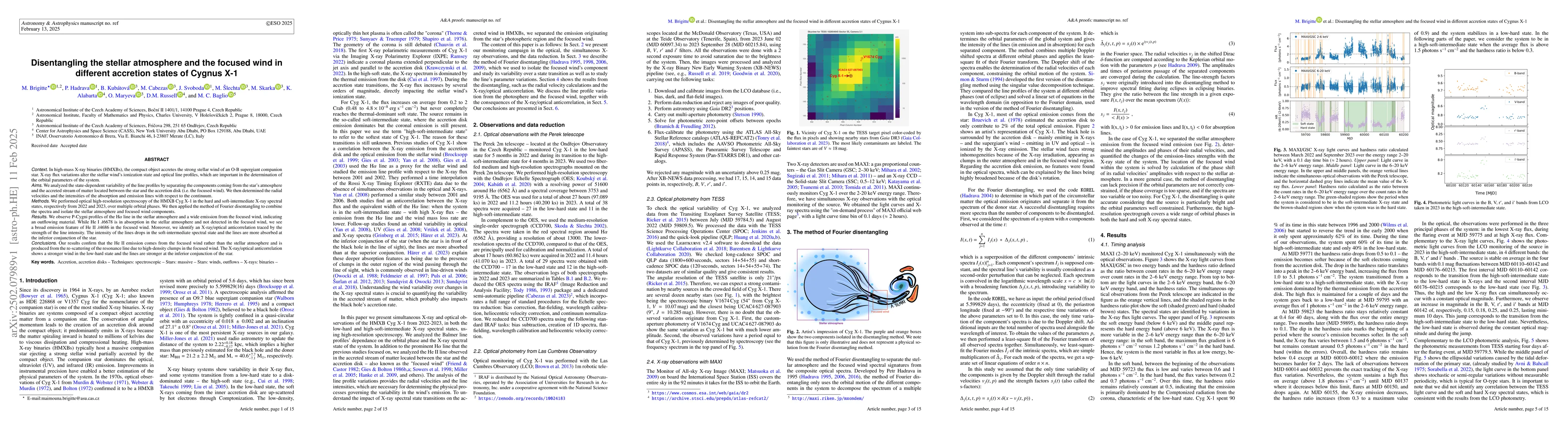 Thumbnail for Disentangling the stellar atmosphere and the focused wind in different
  accretion states of Cygnus X-1