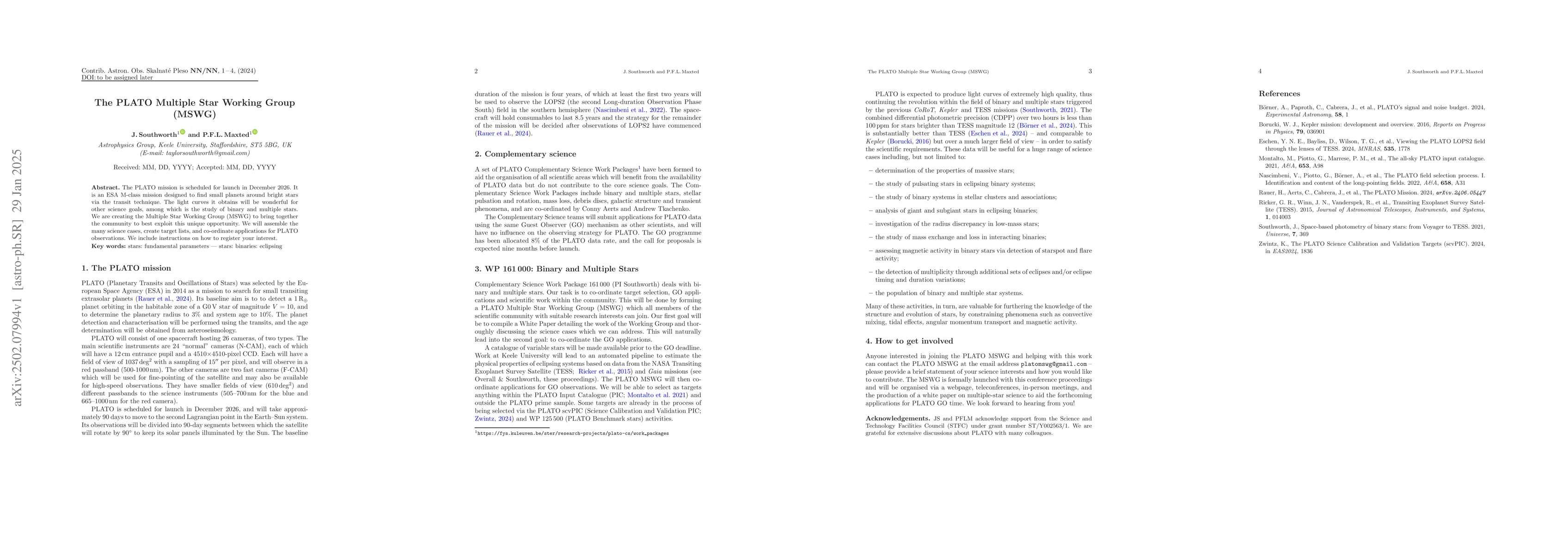 Thumbnail for The PLATO Multiple Star Working Group (MSWG)