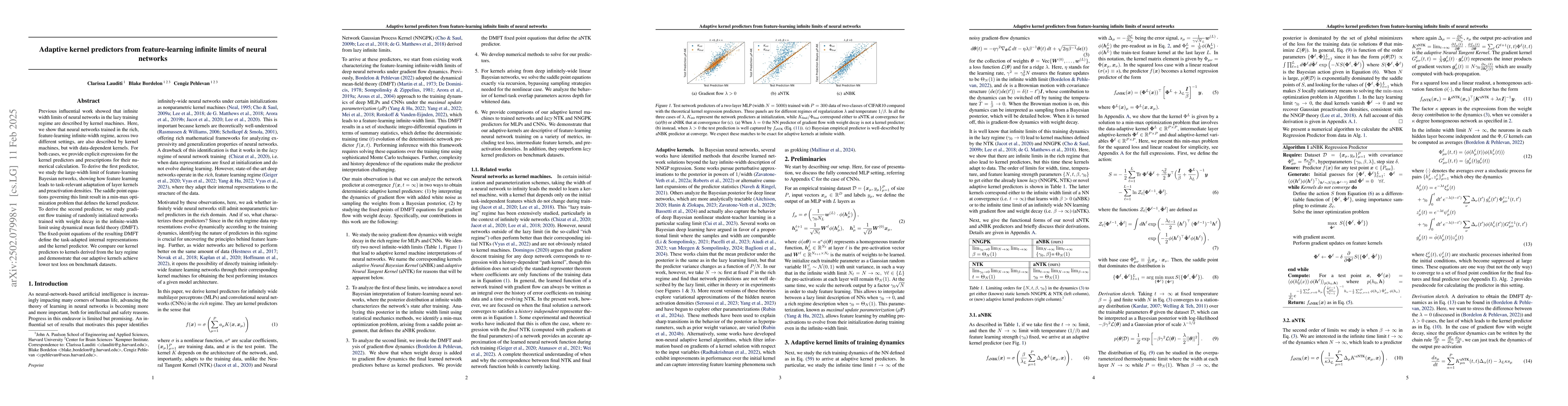 Thumbnail for Adaptive kernel predictors from feature-learning infinite limits of
  neural networks