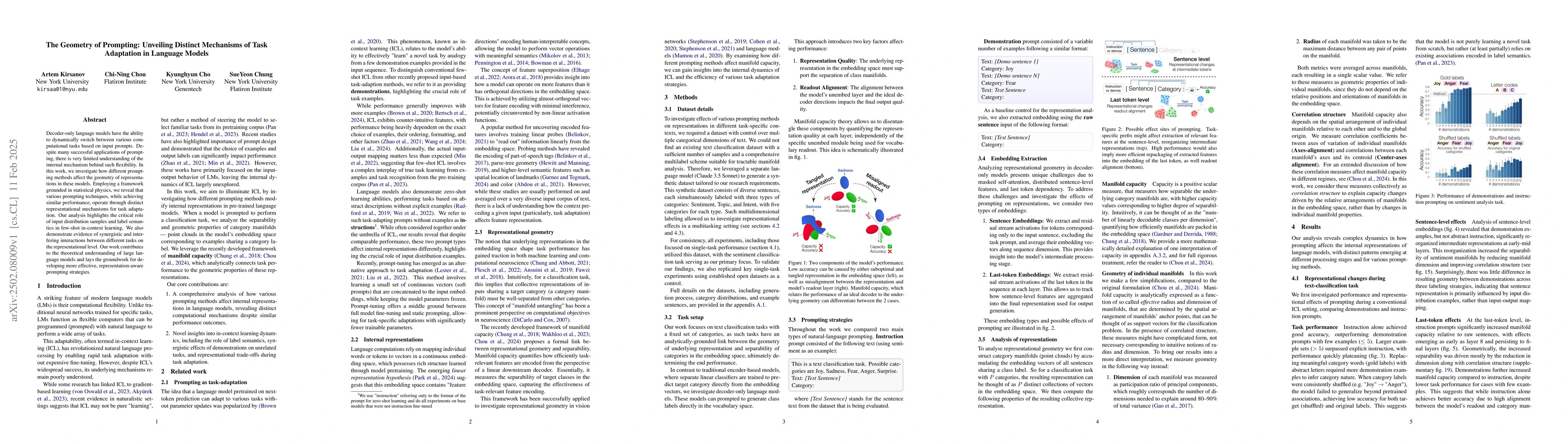 Thumbnail for The Geometry of Prompting: Unveiling Distinct Mechanisms of Task
  Adaptation in Language Models