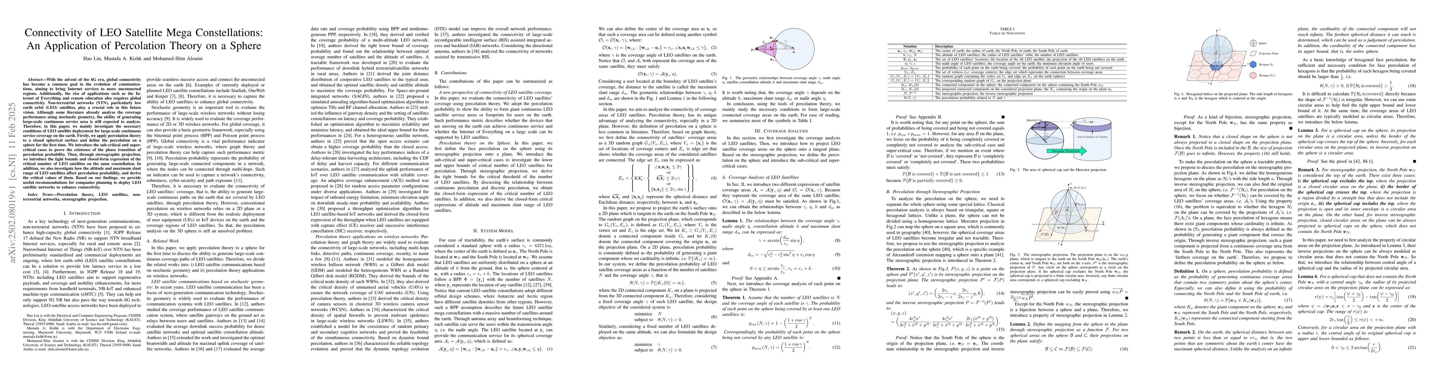 Thumbnail for Connectivity of LEO Satellite Mega Constellations: An Application of
  Percolation Theory on a Sphere