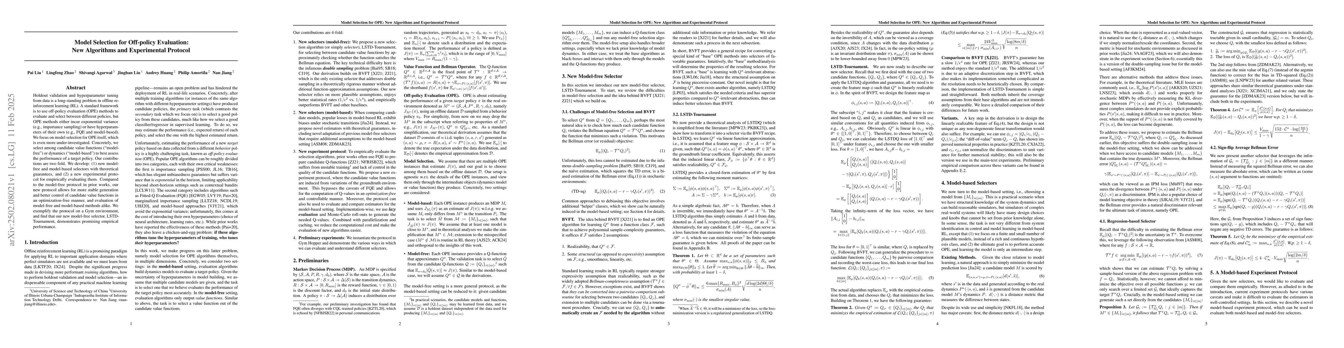 Thumbnail for Model Selection for Off-policy Evaluation: New Algorithms and
  Experimental Protocol