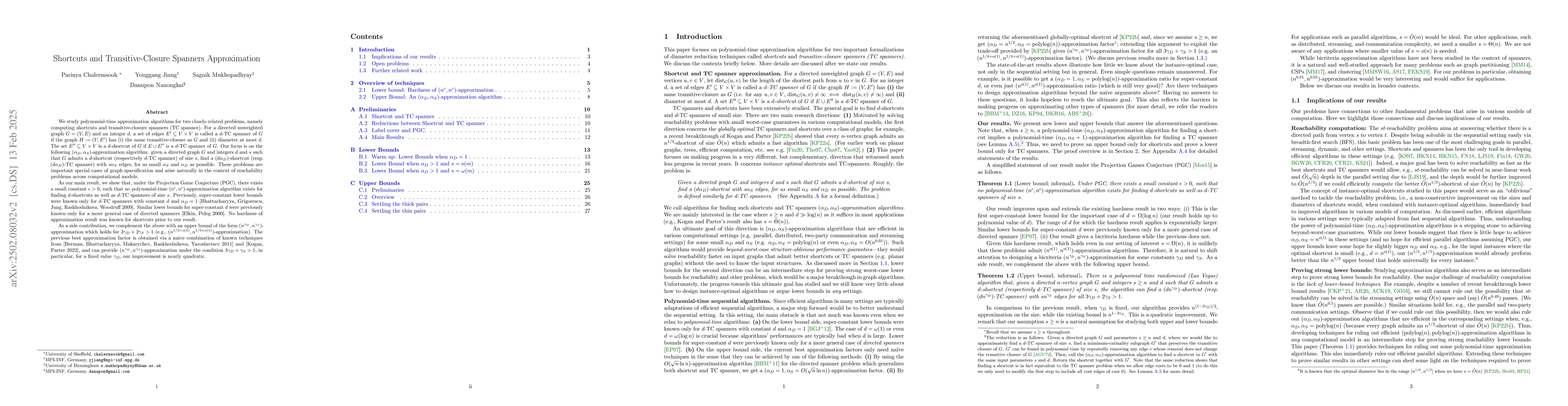 Thumbnail for Shortcuts and Transitive-Closure Spanners Approximation
