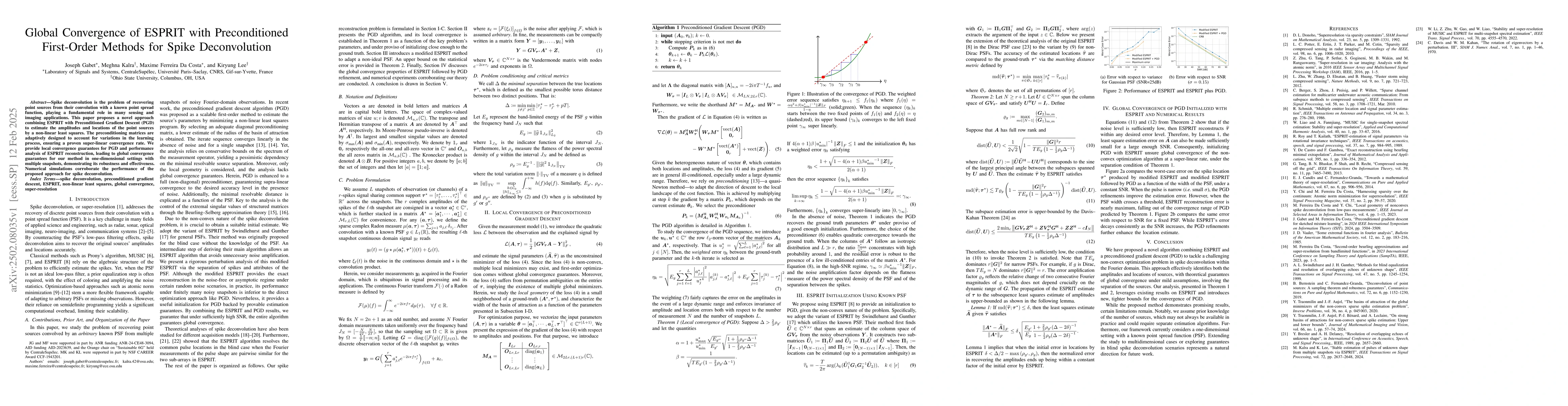 Thumbnail for Global Convergence of ESPRIT with Preconditioned First-Order Methods for
  Spike Deconvolution