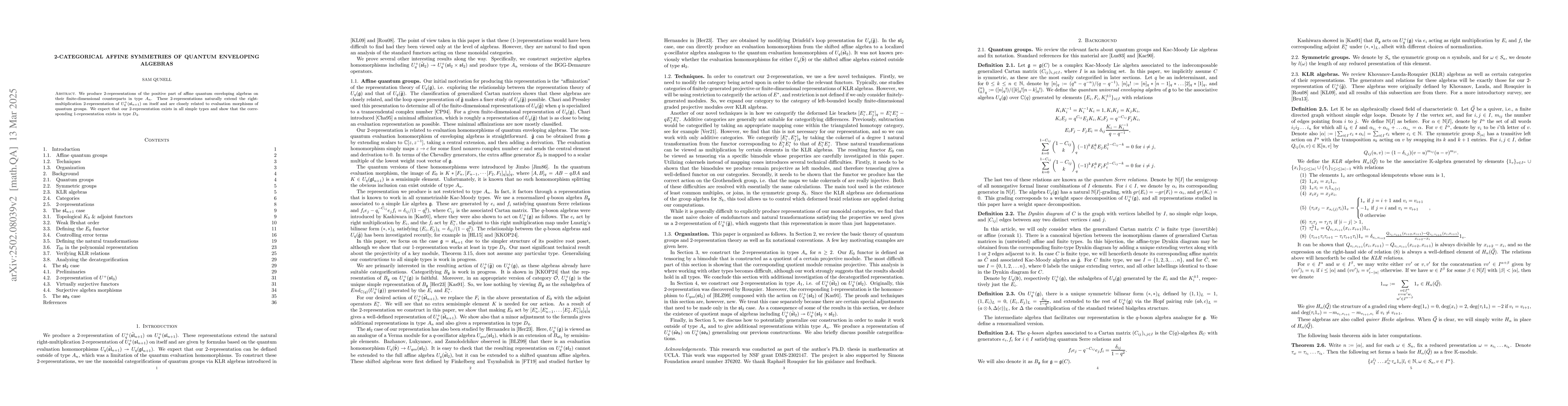 Thumbnail for 2-Categorical Affine Symmetries of Quantum Enveloping Algebras