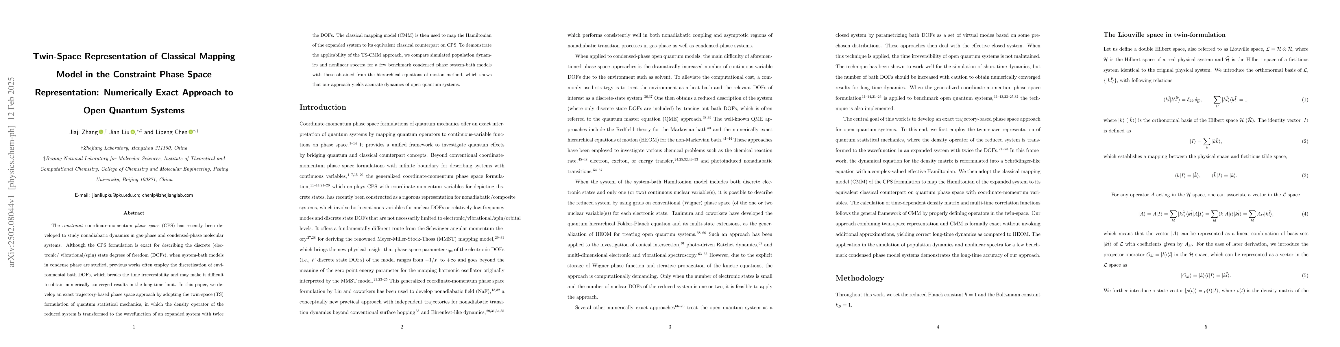 Thumbnail for Twin-Space Representation of Classical Mapping Model in the Constraint
  Phase Space Representation: Numerically Exact Approach to Open Quantum
  Systems