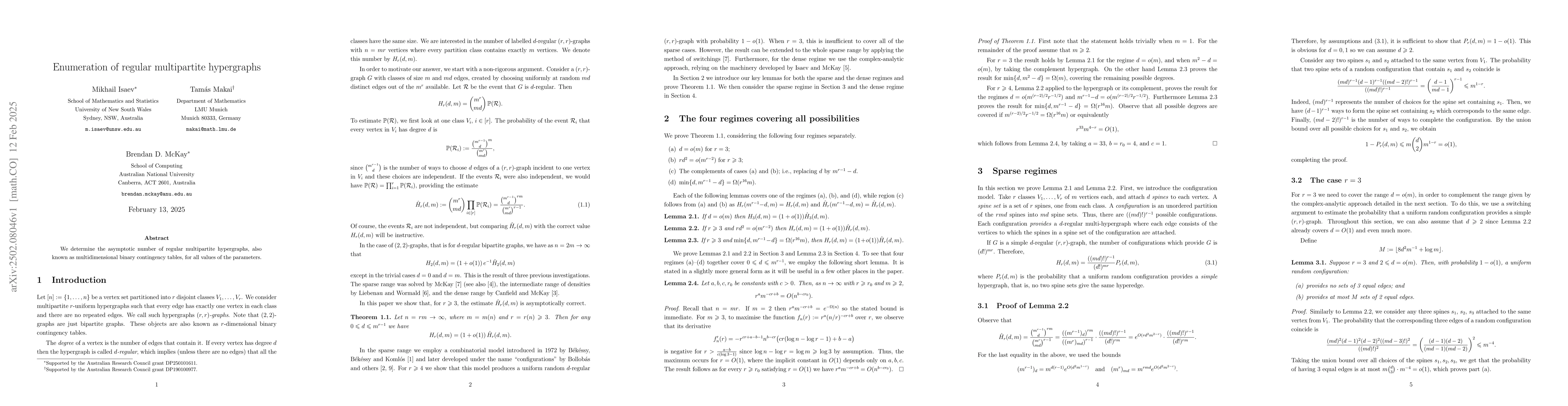 Thumbnail for Enumeration of regular multipartite hypergraphs